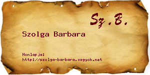 Szolga Barbara névjegykártya